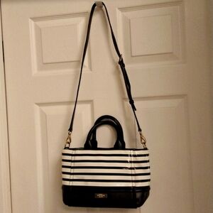 🖤🤍 KATE SPADE New York CHELSEA PARK STRIPE GIGI SATCHEL/Crossbody 🤍🖤 NWT